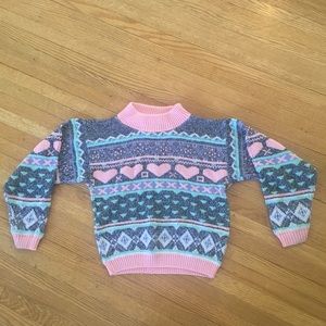 80s kawaii soft pastel heart novelty sweater